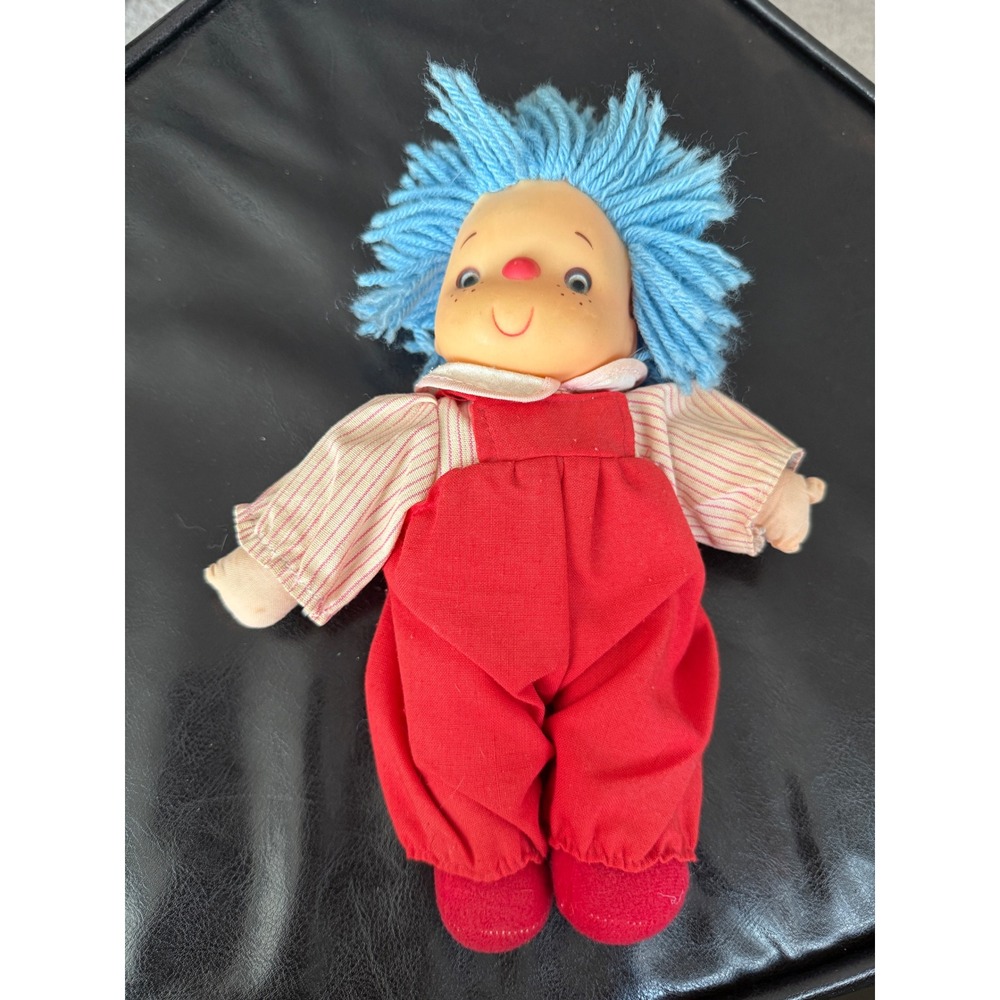 Vintage Soft Body ice cream‎ doll Yarn Hair Red Overalls Vinyl Face Retro Plush